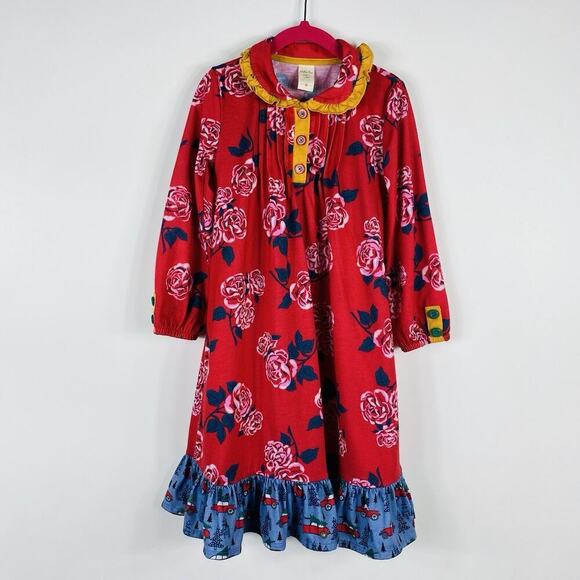 Matilda Jane Size 4 Floral Rose Sleepyhead Long Sleeve Nightgown Red - Picture 2 of 6